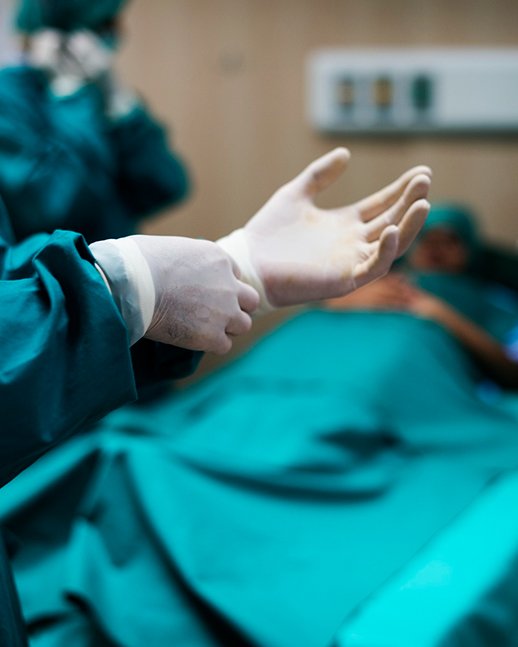 Radiologist reviewing medical imaging
